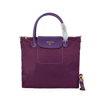 2014 Prada tessuto nylon shopper tote bag BN2107 dark purple - Click Image to Close